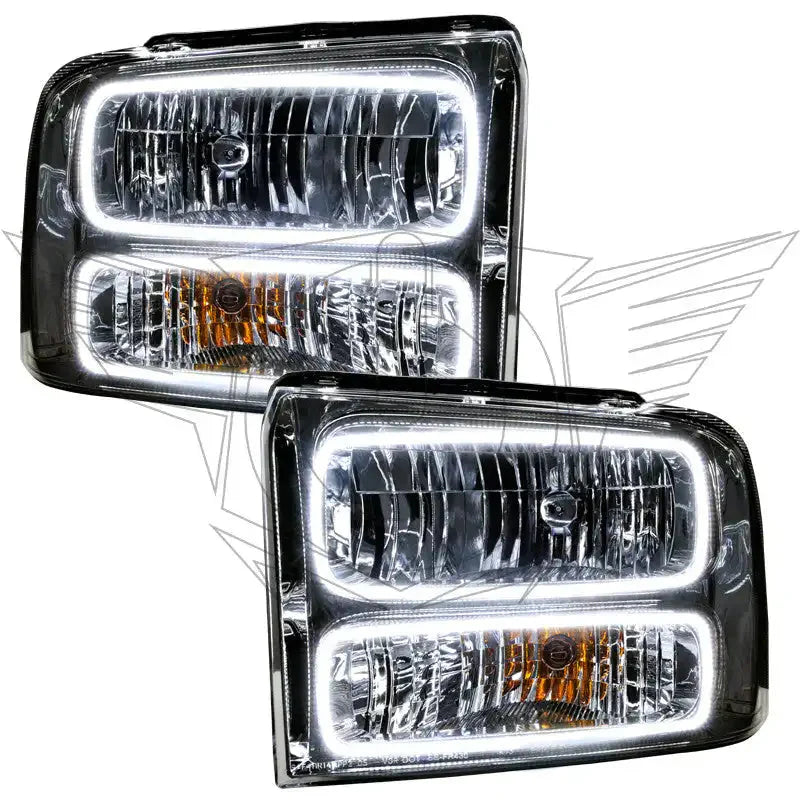 ORACLE Lighting 2005-2007 Ford F-250/F-350 Super Duty Pre-Assembled Halo Headlights - Chrome Housing by ORACLE Lighting