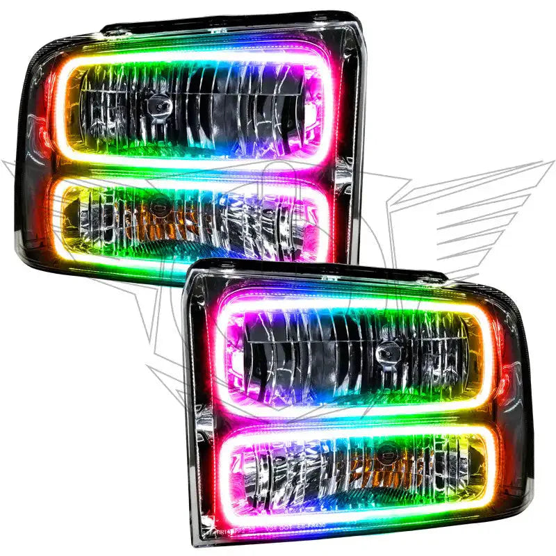 ORACLE Lighting 2005-2007 Ford F-250/F-350 Super Duty Pre-Assembled Halo Headlights - Chrome Housing by ORACLE Lighting