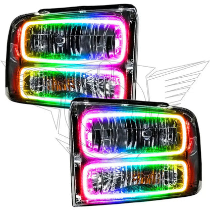 ORACLE Lighting 2005-2007 Ford F-250/F-350 Super Duty Pre-Assembled Halo Headlights - Chrome Housing by ORACLE Lighting