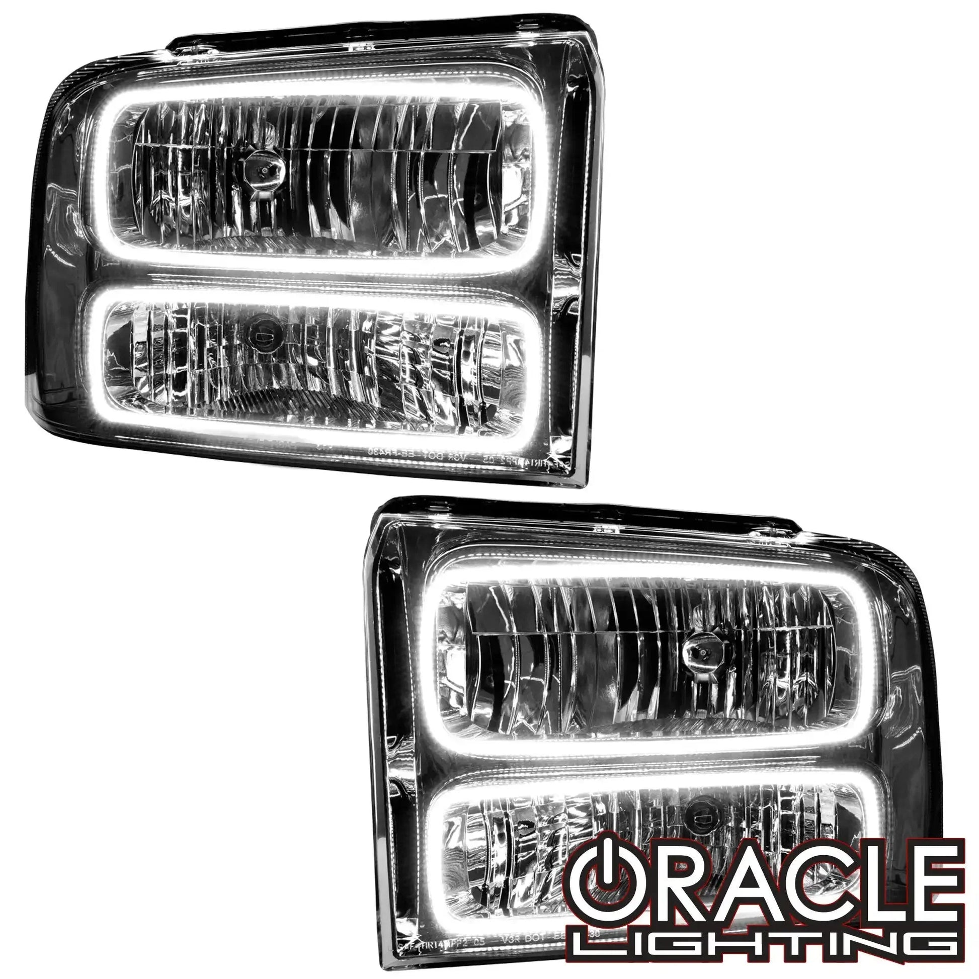 ORACLE Lighting 2005-2007 Ford F-250/F-350 Super Duty Pre-Assembled Halo Headlights - Chrome Housing by ORACLE Lighting