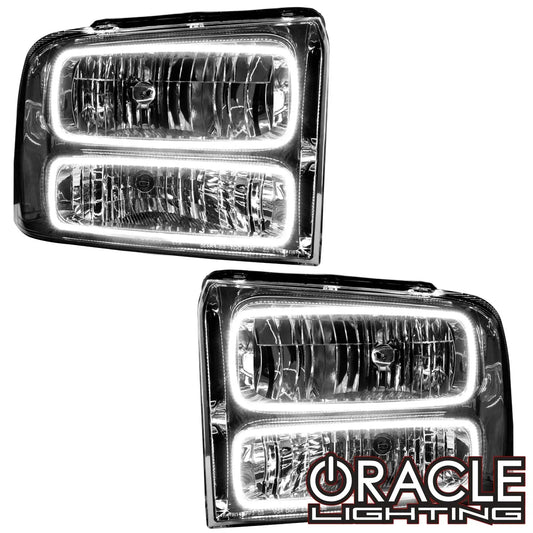 ORACLE Lighting 2005-2007 Ford F-250/F-350 Super Duty Pre-Assembled Halo Headlights - Chrome Housing by ORACLE Lighting
