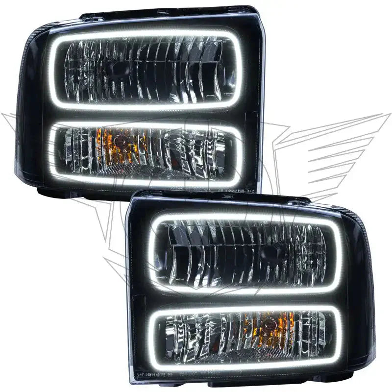 ORACLE Lighting 2005-2007 Ford F-250/F-350 Super Duty Pre-Assembled Halo Headlights - Black Housing by ORACLE Lighting