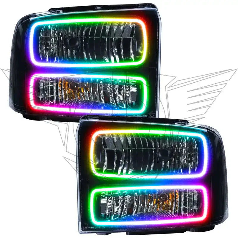 ORACLE Lighting 2005-2007 Ford F-250/F-350 Super Duty Pre-Assembled Halo Headlights - Black Housing by ORACLE Lighting