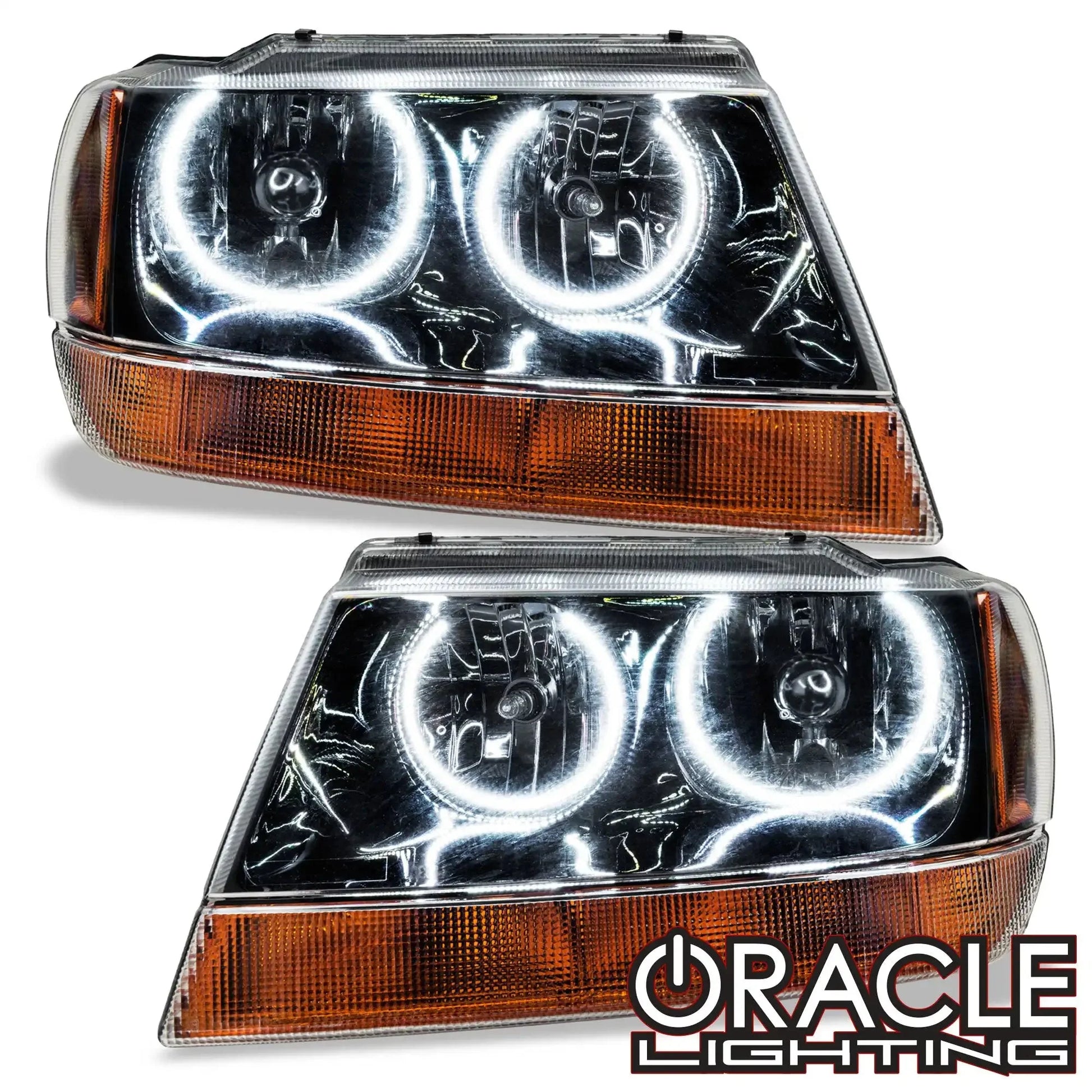 ORACLE Lighting 1999-2004 Jeep Grand Cherokee Pre-Assembled Halo Headlights-Black Housing by ORACLE Lighting