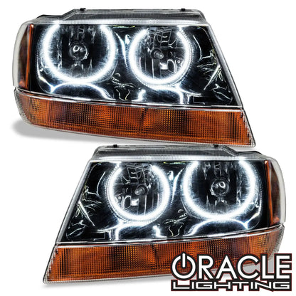ORACLE Lighting 1999-2004 Jeep Grand Cherokee Pre-Assembled Halo Headlights-Black Housing by ORACLE Lighting