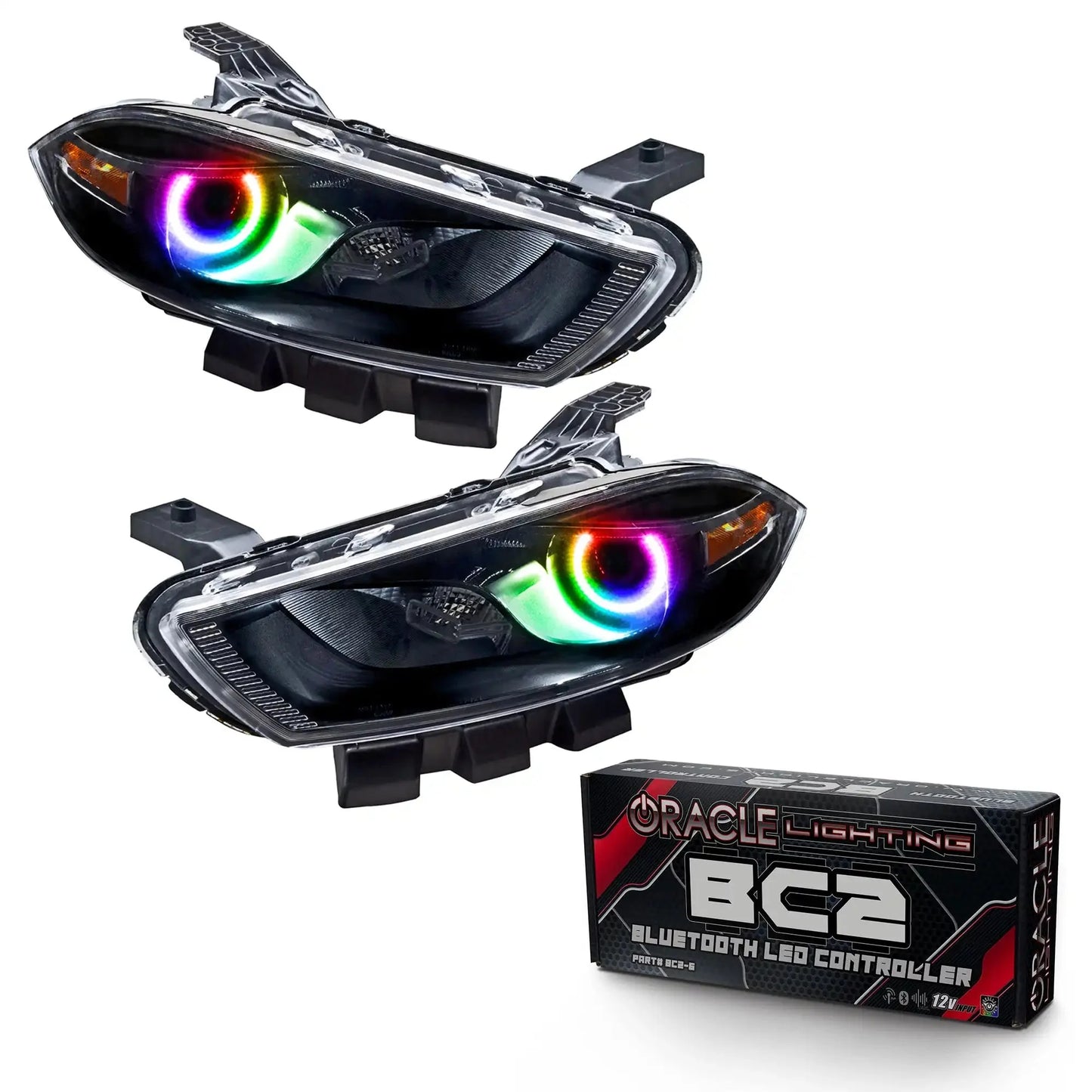 ORACLE Lighting 2013-2016 Dodge Dart Pre-Assembled Halo Headlights - Black Housing (Halogen Style) by ORACLE Lighting