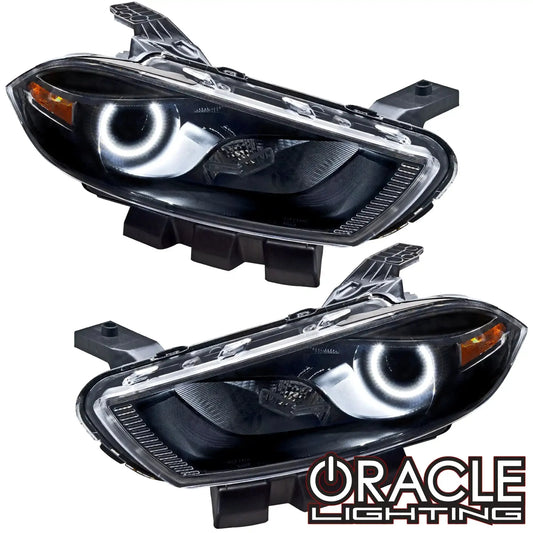 ORACLE Lighting 2013-2016 Dodge Dart Pre-Assembled Halo Headlights - Black Housing (Halogen Style) by ORACLE Lighting