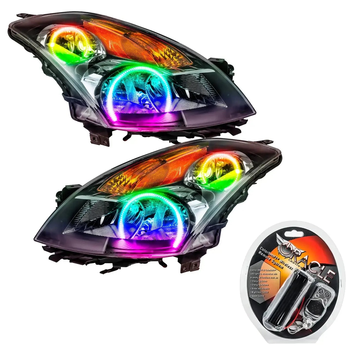 ORACLE Lighting 2007-2009 Nissan Altima Sedan Pre-Assembled Halo Headlights - Black Housing (Halogen) by ORACLE Lighting