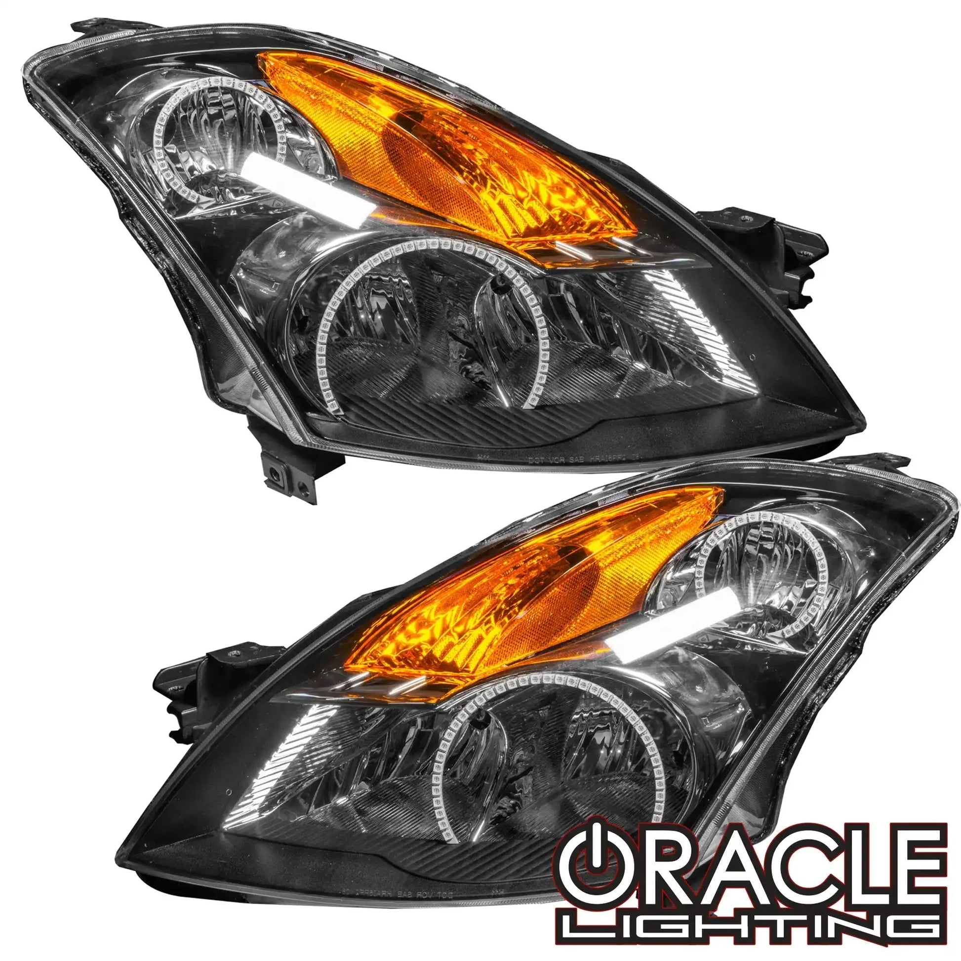ORACLE Lighting 2007-2009 Nissan Altima Sedan Pre-Assembled Halo Headlights - Black Housing (Halogen) by ORACLE Lighting