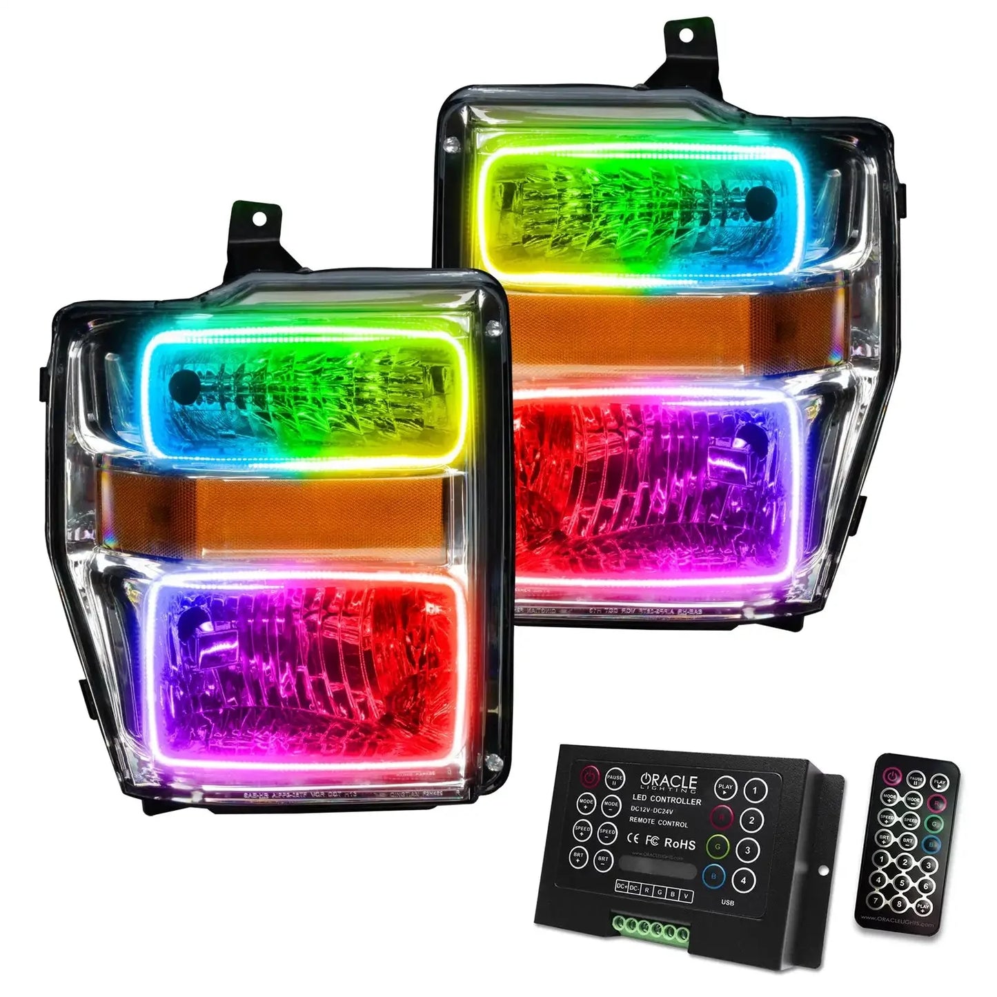 ORACLE Lighting 2008-2010 Ford F-250/F-350 Super Duty Pre-Assembled Halo Headlights - Chrome Housing by ORACLE Lighting