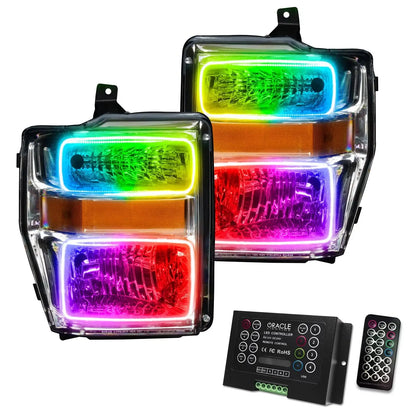 ORACLE Lighting 2008-2010 Ford F-250/F-350 Super Duty Pre-Assembled Halo Headlights - Chrome Housing by ORACLE Lighting