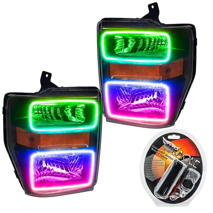 ORACLE Lighting 2008-2010 Ford F-250/F-350 Super Duty Pre-Assembled Halo Headlights - Black by ORACLE Lighting