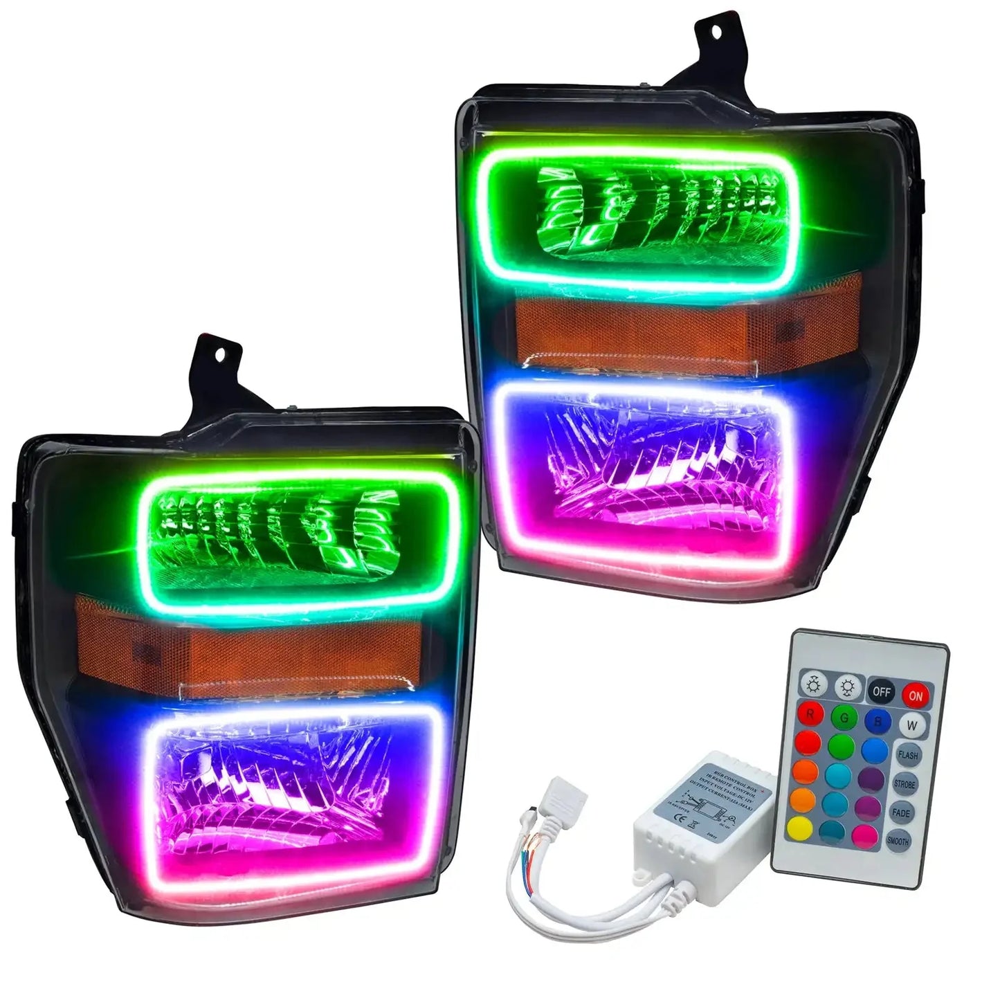 ORACLE Lighting 2008-2010 Ford F-250/F-350 Super Duty Pre-Assembled Halo Headlights - Black by ORACLE Lighting