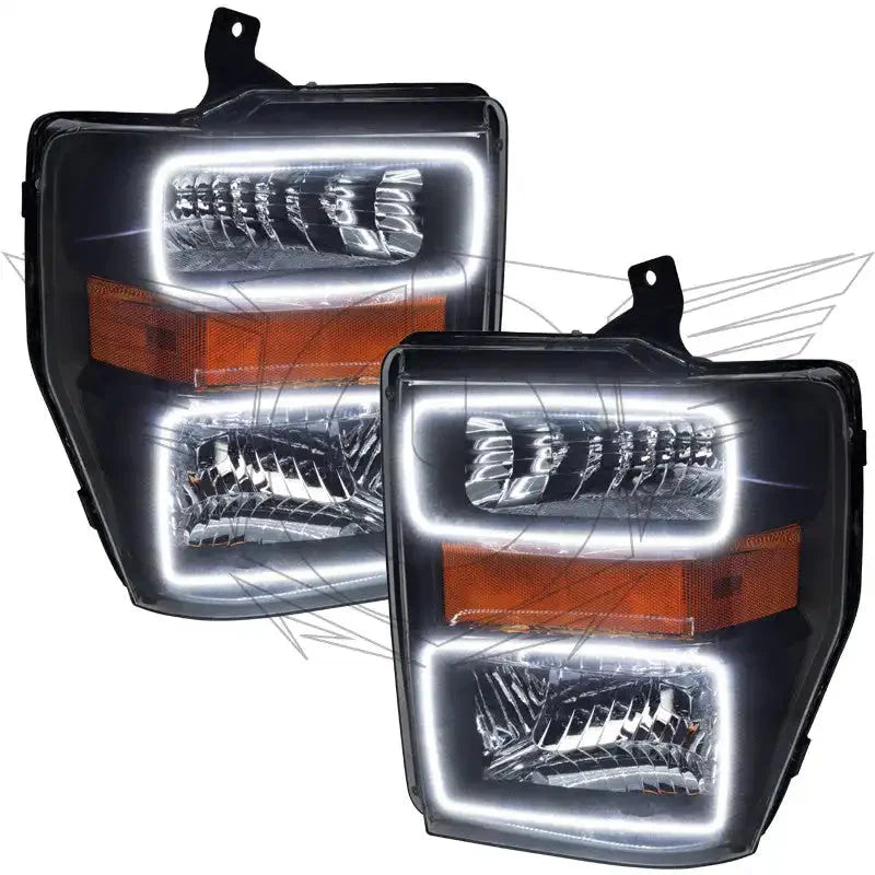 ORACLE Lighting 2008-2010 Ford F-250/F-350 Super Duty Pre-Assembled Halo Headlights - Black by ORACLE Lighting