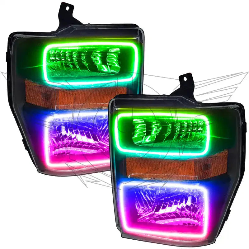 ORACLE Lighting 2008-2010 Ford F-250/F-350 Super Duty Pre-Assembled Halo Headlights - Black by ORACLE Lighting
