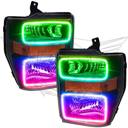 ORACLE Lighting 2008-2010 Ford F-250/F-350 Super Duty Pre-Assembled Halo Headlights - Black by ORACLE Lighting