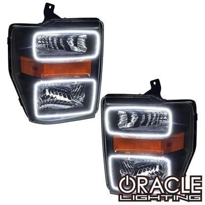 ORACLE Lighting 2008-2010 Ford F-250/F-350 Super Duty Pre-Assembled Halo Headlights - Black by ORACLE Lighting