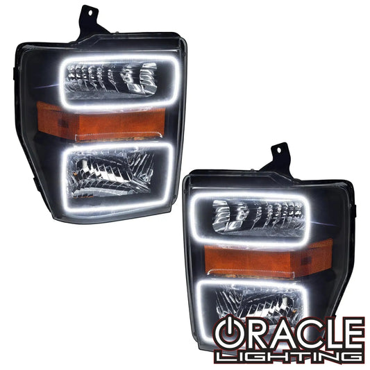 ORACLE Lighting 2008-2010 Ford F-250/F-350 Super Duty Pre-Assembled Halo Headlights - Black by ORACLE Lighting