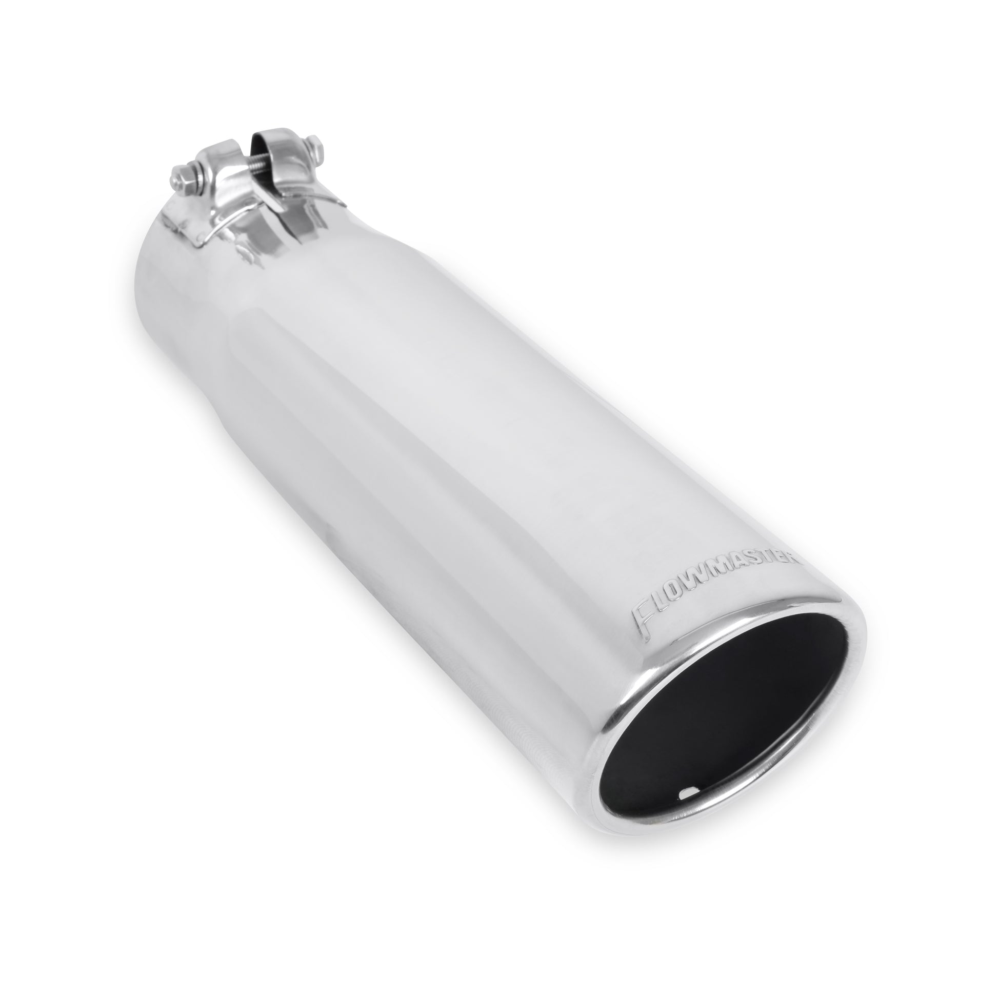 Exhaust Tip - 3.50 in. Rolled Angle Polished SS Fits 3.00 in. Tubing - clamp on by Flowmaster