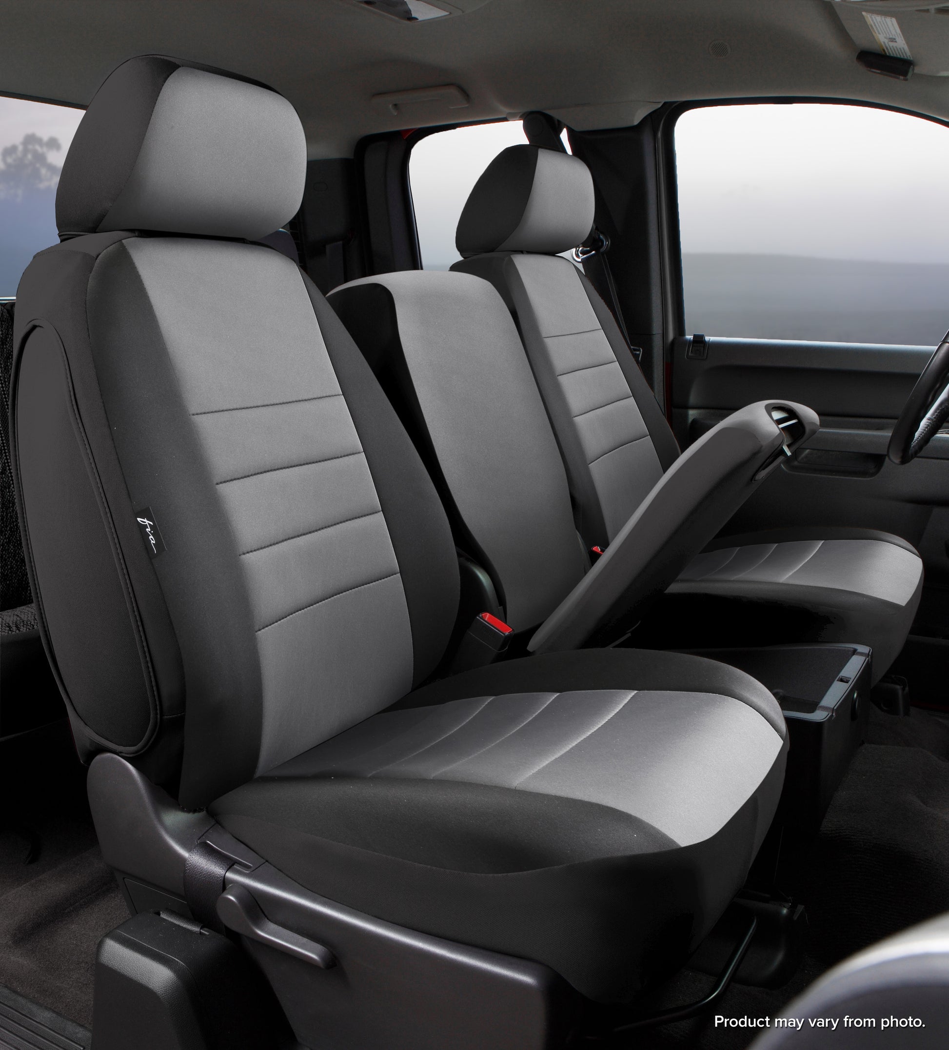 NP90 Series - Neoprene Custom Fit Front Seat Cover- Black/Gray Center Panel by FIA