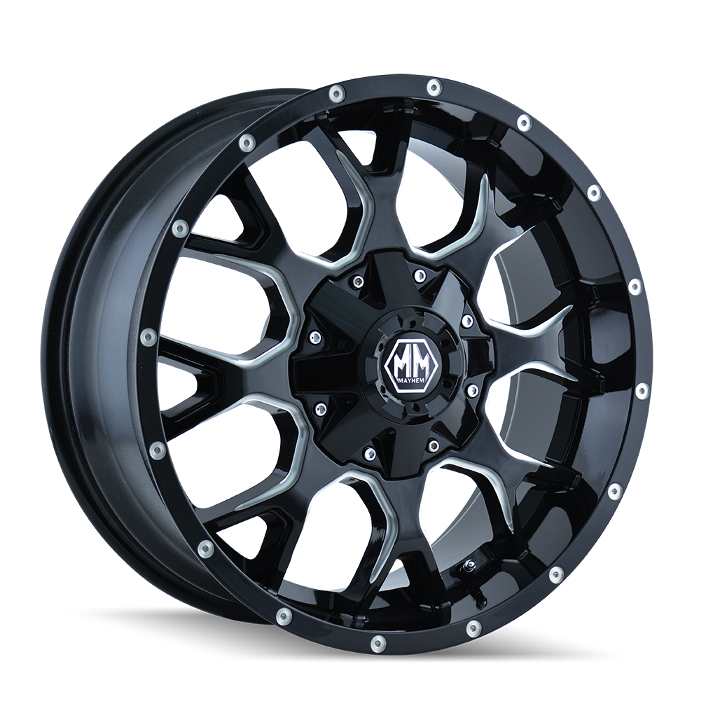 MAYHEM WARRIOR 8015 GLOSS BLACK MILLED 17X9 6-135/6-139.7 18MM 106MM by Mayhem