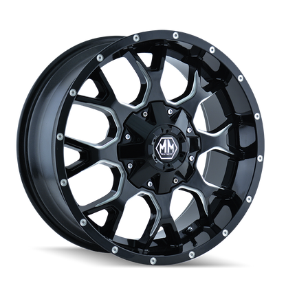 MAYHEM WARRIOR 8015 GLOSS BLACK MILLED 17X9 6-135/6-139.7 18MM 106MM by Mayhem