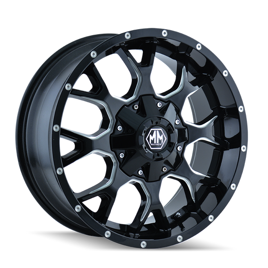 MAYHEM WARRIOR 8015 GLOSS BLACK MILLED 17X9 6-135/6-139.7 18MM 106MM by Mayhem