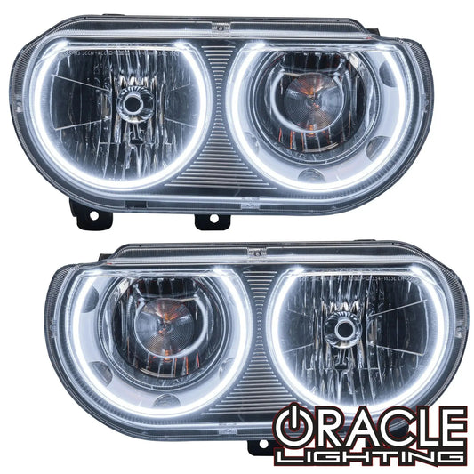 ORACLE Lighting 2008-2014 Dodge Challenger Pre-Assembled Halo Headlights - Non HID - Chrome by ORACLE Lighting