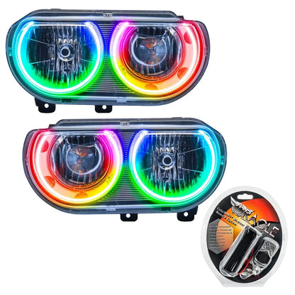 ORACLE Lighting 2008-2014 Dodge Challenger Pre-Assembled Halo Headlights - Non HID - Chrome by ORACLE Lighting