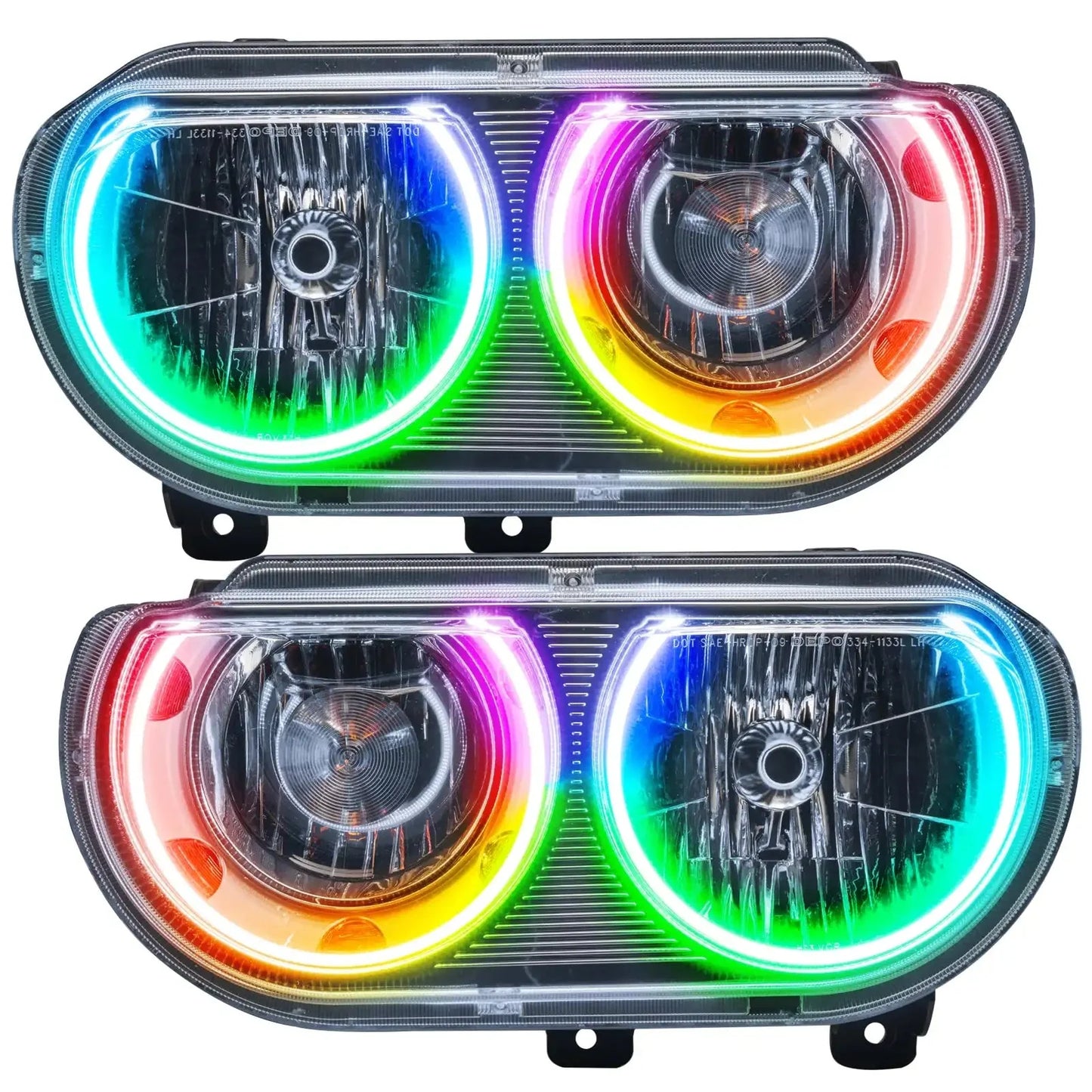 2008-2014 Dodge Challenger Pre-Assembled Headlights-Chrome-(Non-HID) Dynamic ColorSHIFT by ORACLE Lighting