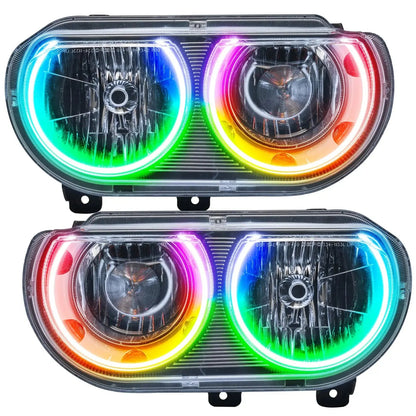 2008-2014 Dodge Challenger Pre-Assembled Headlights-Chrome-(Non-HID) Dynamic ColorSHIFT by ORACLE Lighting