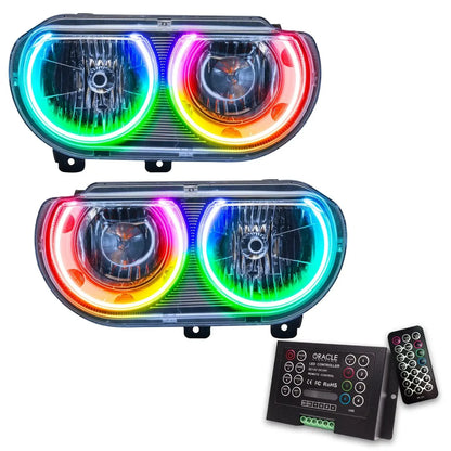 ORACLE Lighting 2008-2014 Dodge Challenger Pre-Assembled Halo Headlights - Non HID - Chrome by ORACLE Lighting