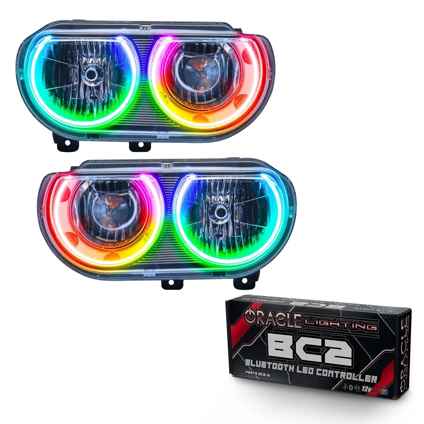 ORACLE Lighting 2008-2014 Dodge Challenger Pre-Assembled Halo Headlights - Non HID - Chrome by ORACLE Lighting