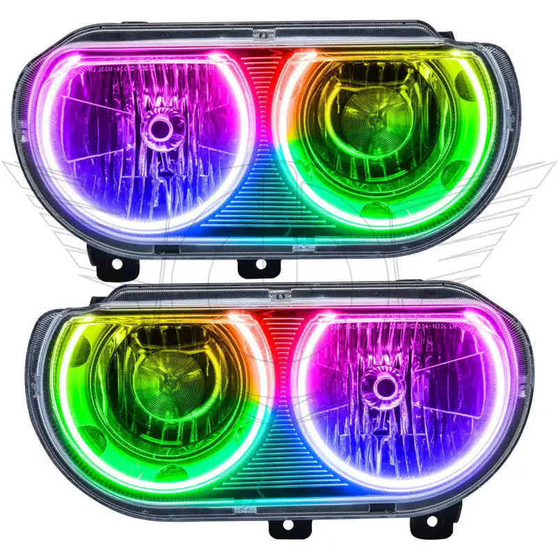 ORACLE Lighting 2008-2014 Dodge Challenger Pre-Assembled Halo Headlights - Non HID - Chrome by ORACLE Lighting