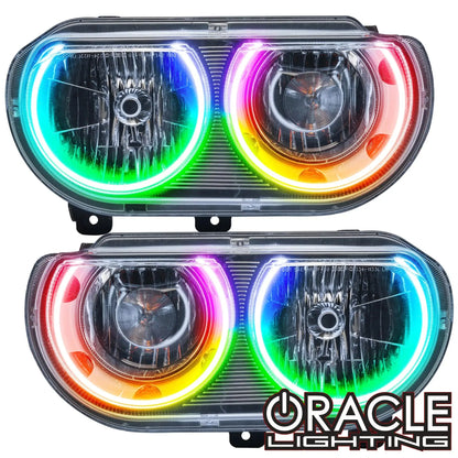 2008-2014 Dodge Challenger Pre-Assembled Headlights-Chrome-(Non-HID) Dynamic ColorSHIFT by ORACLE Lighting