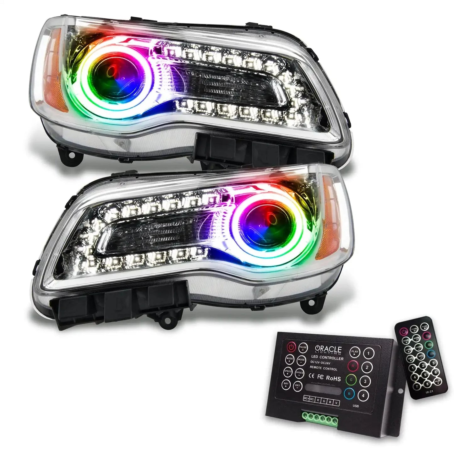 ORACLE Lighting 2011-2014 Chrysler 300C NON HID Pre-Assembled Halo Headlights - Chrome Housing by ORACLE Lighting