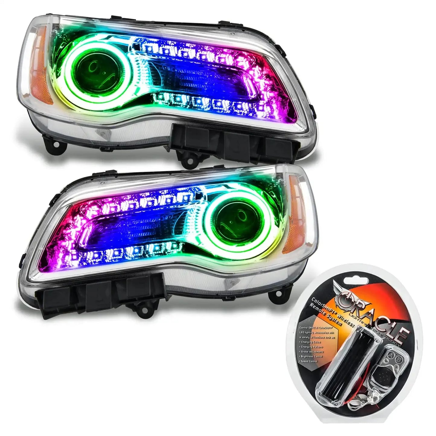2011-2014 Chrysler 300C NON HID Pre-Assembled Headlights - Chrome Housing - ColorSHIFT DRL by ORACLE Lighting