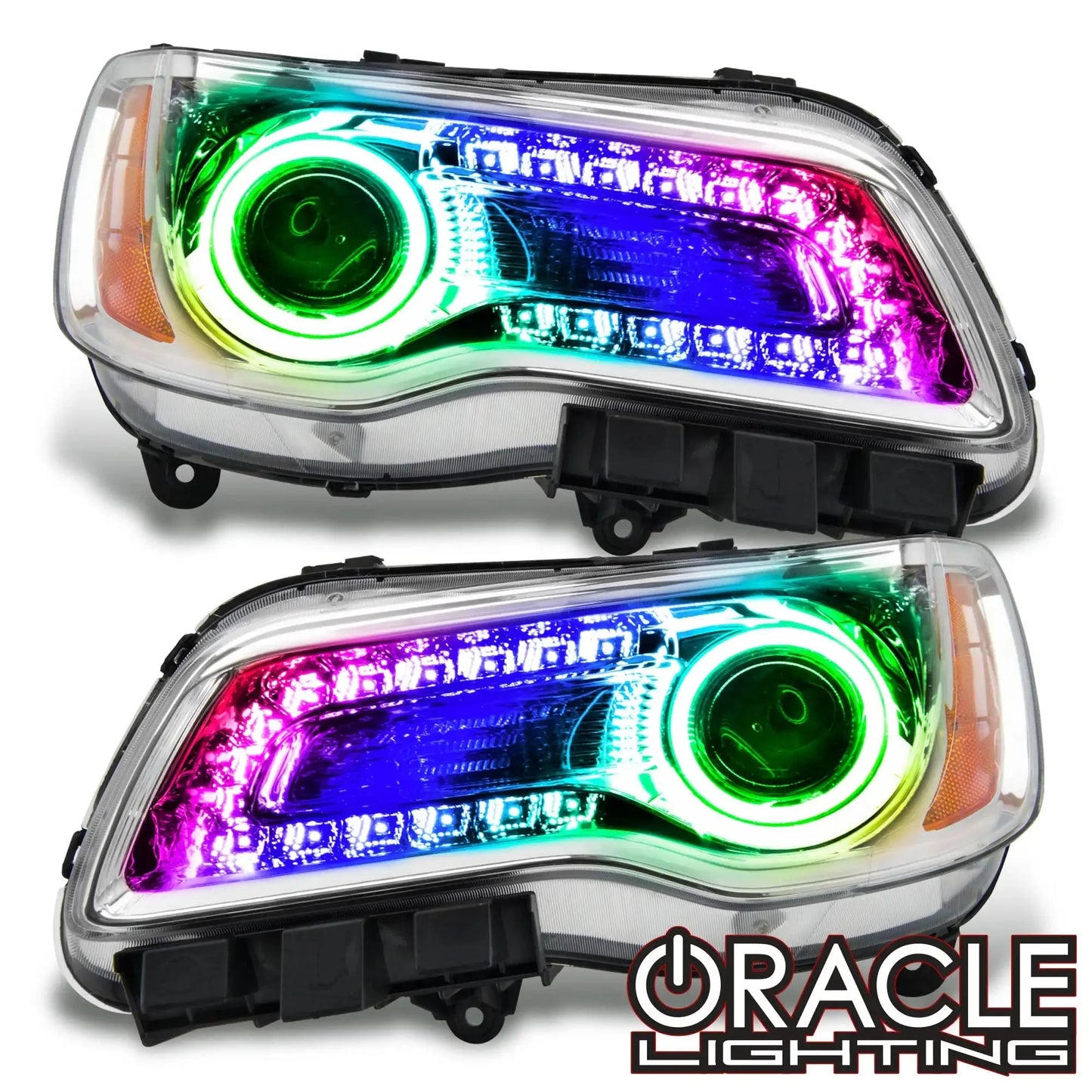 2011-2014 Chrysler 300C NON HID Pre-Assembled Headlights - Chrome Housing - ColorSHIFT DRL by ORACLE Lighting
