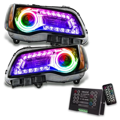 ORACLE Lighting 2011-2014 Chrysler 300C NON HID Pre-Assembled Headlights - Black Housing - ColorSHIFT DRL by ORACLE Lighting
