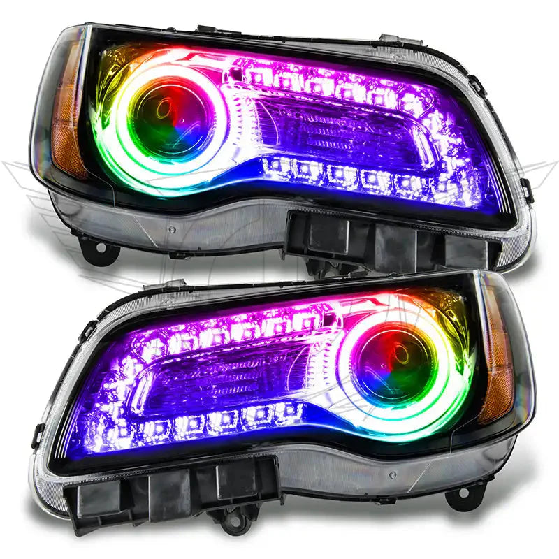 ORACLE Lighting 2011-2014 Chrysler 300C NON HID Pre-Assembled Headlights - Black Housing - ColorSHIFT DRL by ORACLE Lighting