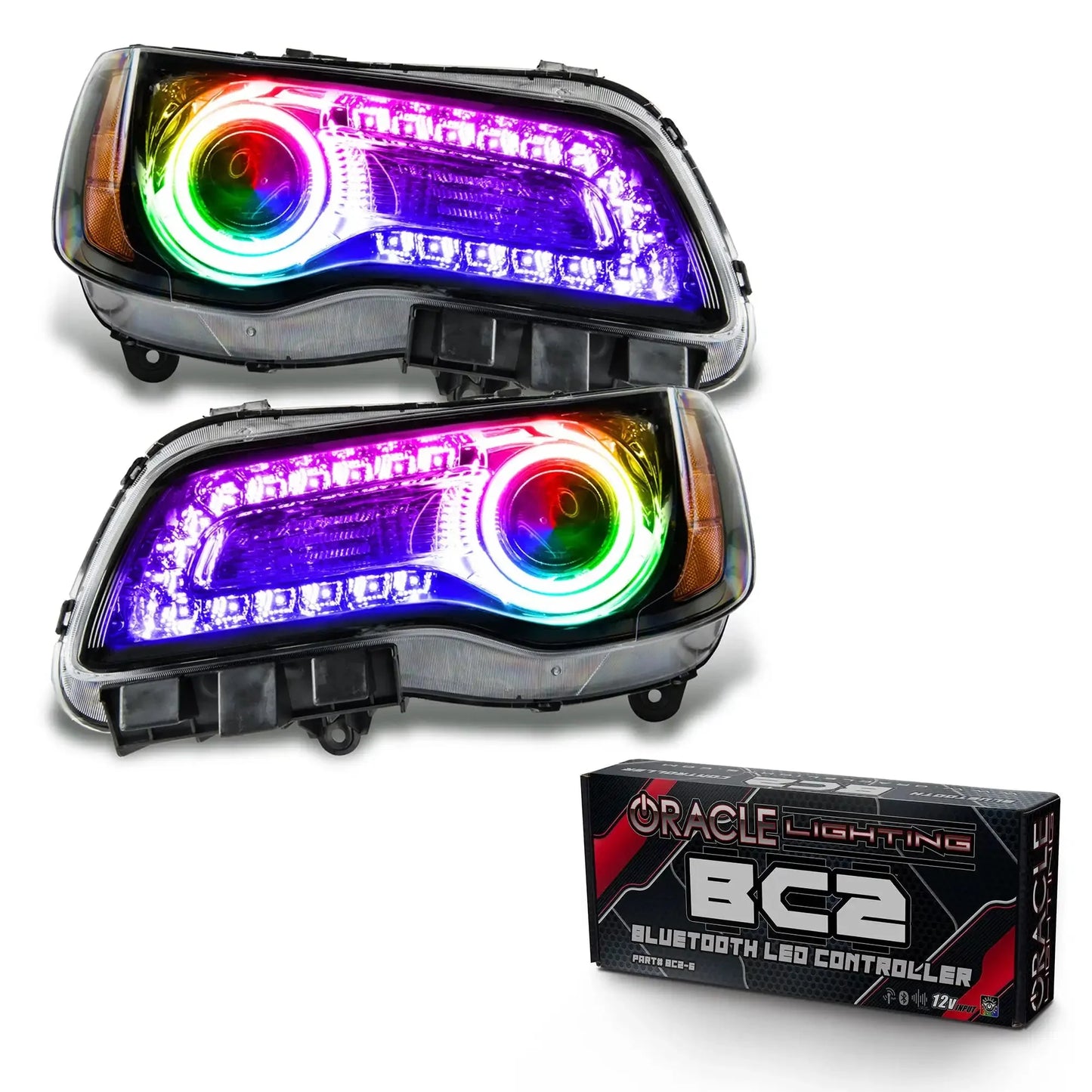 ORACLE Lighting 2011-2014 Chrysler 300C NON HID Pre-Assembled Headlights - Black Housing - ColorSHIFT DRL by ORACLE Lighting