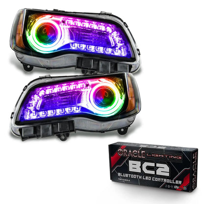 ORACLE Lighting 2011-2014 Chrysler 300C NON HID Pre-Assembled Headlights - Black Housing - ColorSHIFT DRL by ORACLE Lighting