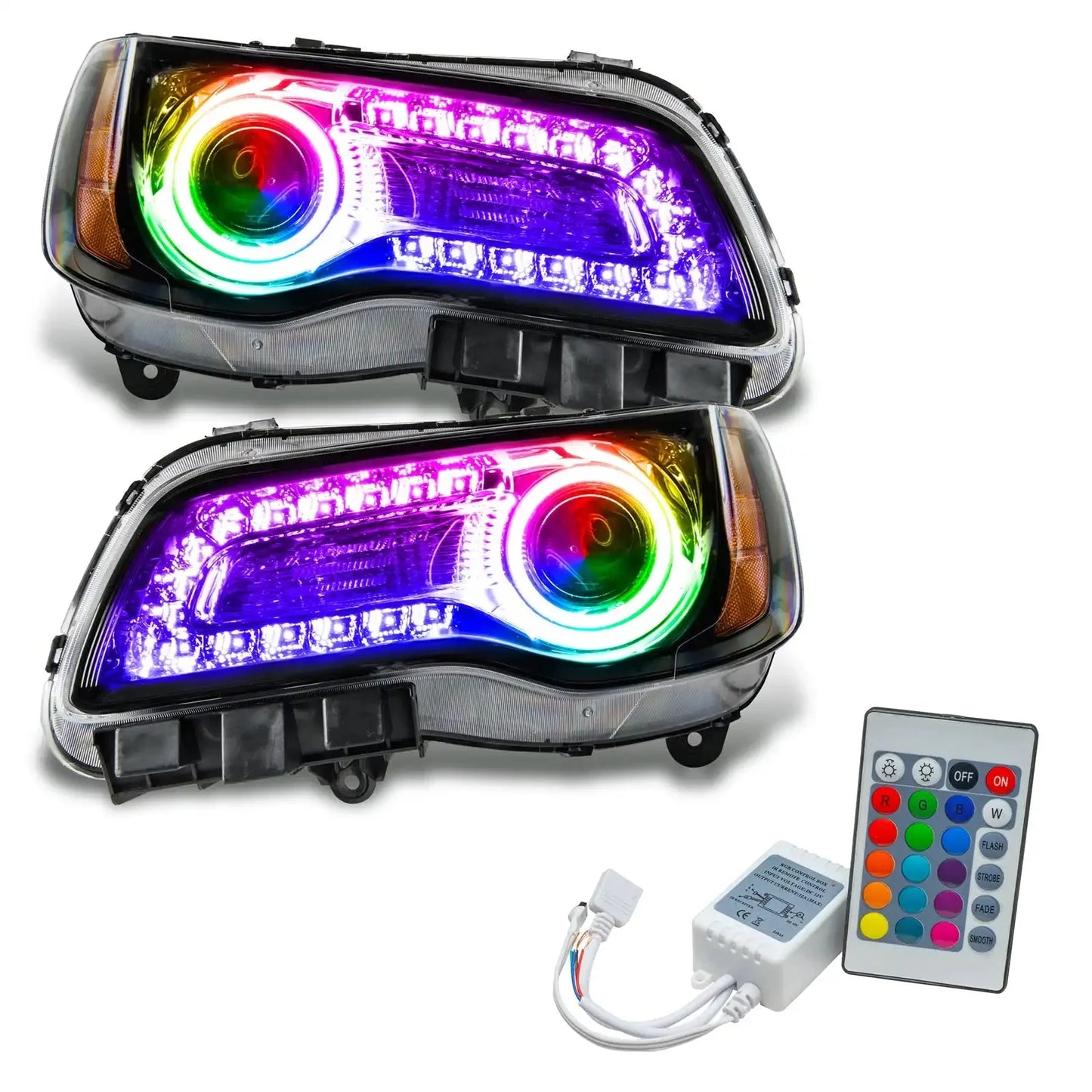 ORACLE Lighting 2011-2014 Chrysler 300C NON HID Pre-Assembled Headlights - Black Housing - ColorSHIFT DRL by ORACLE Lighting