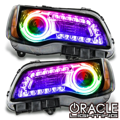 ORACLE Lighting 2011-2014 Chrysler 300C NON HID Pre-Assembled Headlights - Black Housing - ColorSHIFT DRL by ORACLE Lighting