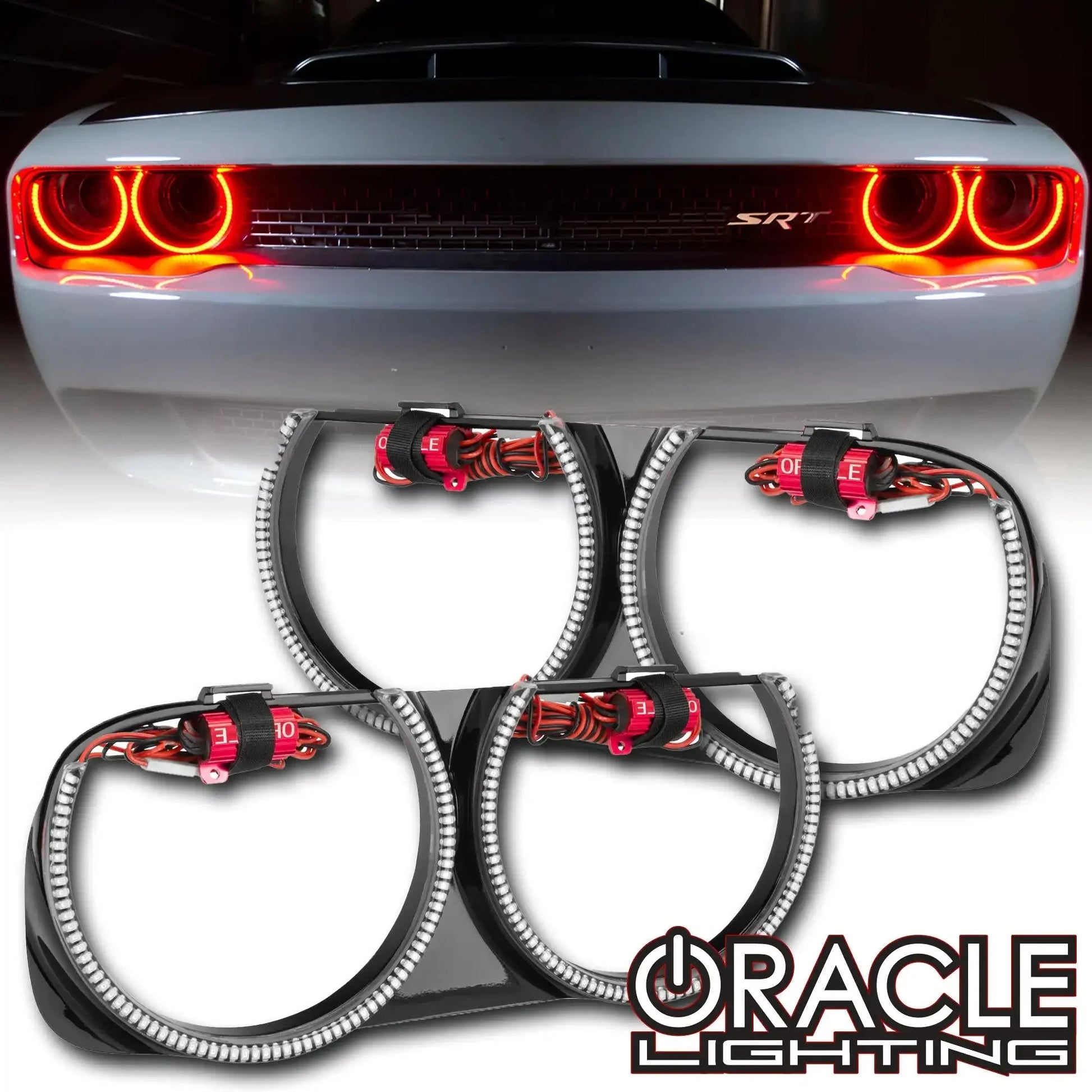 ORACLE Lighting 2015-2023 Dodge Challenger Pre-Installed Halo Headlight Bezels by ORACLE Lighting