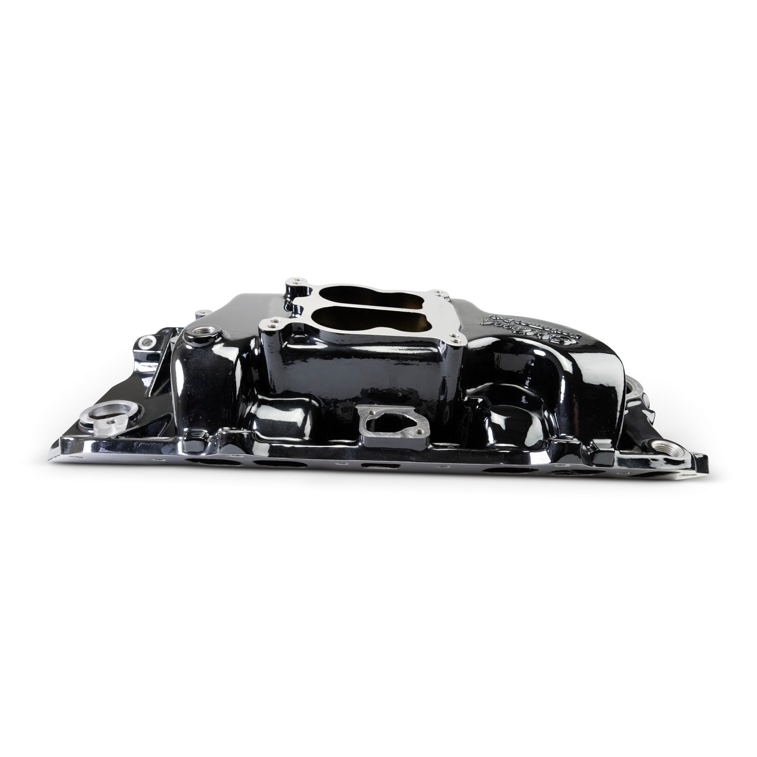 Performer 2-O Manifold for 1965-90 B/B Chevy Oval Port Heads, Black Plasma by Edelbrock