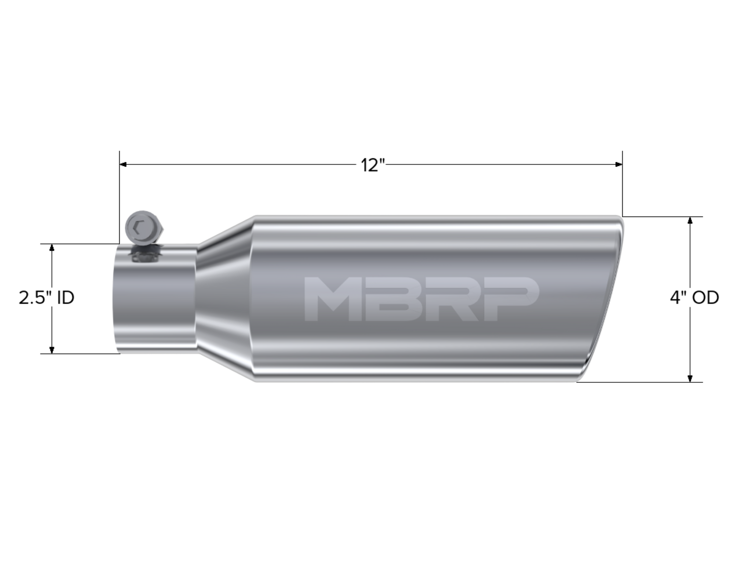 4in. OD. 2.5in. inlet. 12in. in length. Clampless-no weld T304. by MBRP Exhaust