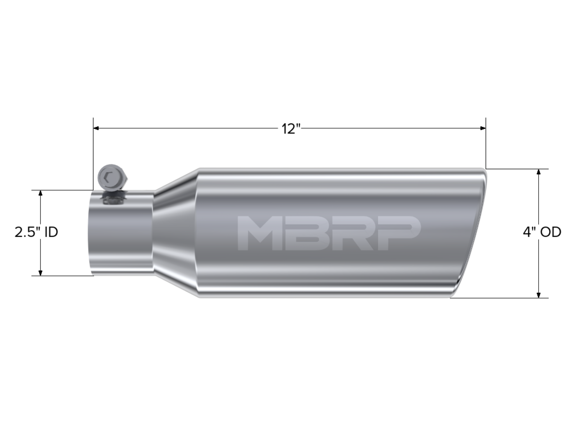 4in. OD. 2.5in. inlet. 12in. in length. Clampless-no weld T304. by MBRP Exhaust