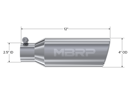 4in. OD. 2.5in. inlet. 12in. in length. Clampless-no weld T304. by MBRP Exhaust