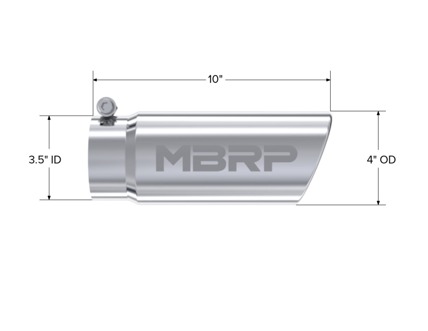 Tip. 4in. O.D. Angled Rolled End 3in. inlet 10in. length. T304 Stainless Steel.. by MBRP Exhaust